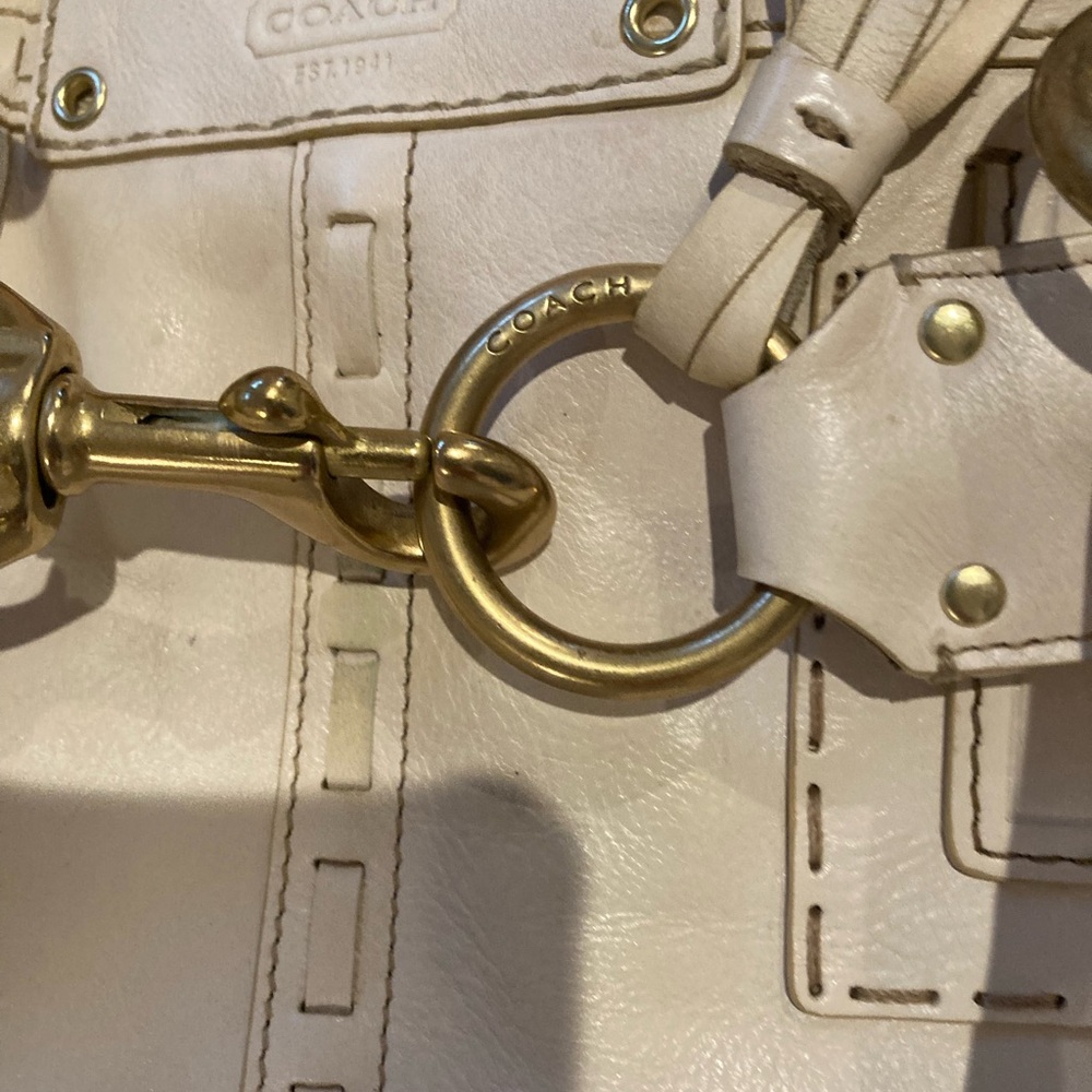 COACH Cream Limited Edition Hampton Braided Leather Tote Bag - Picture 5 of 10